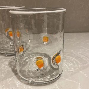 Set of 2 Anthropologie Halloween Candy Corn Juice Glasses